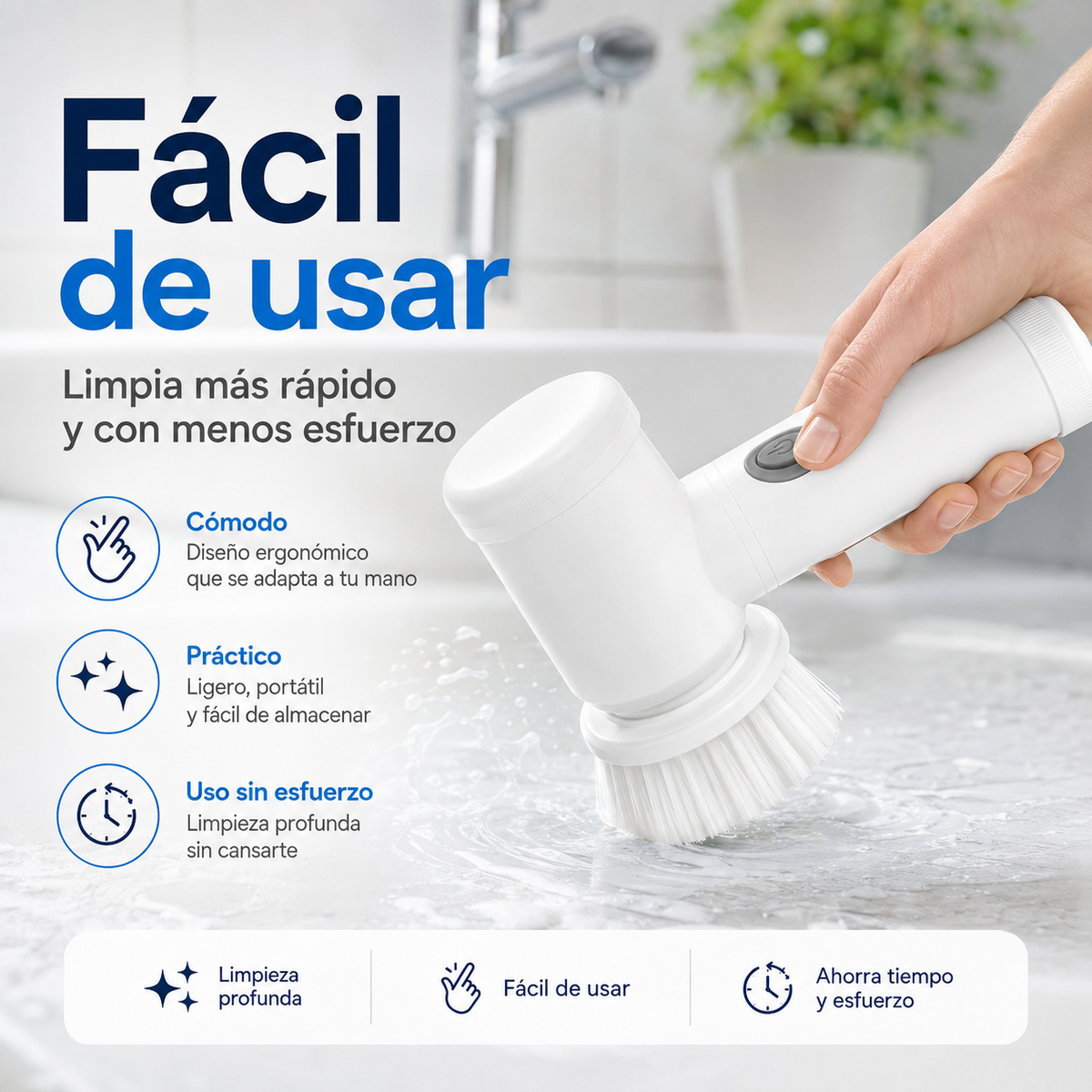 AquaPro™ – Cepillo Limpiador Eléctrico 3 en 1