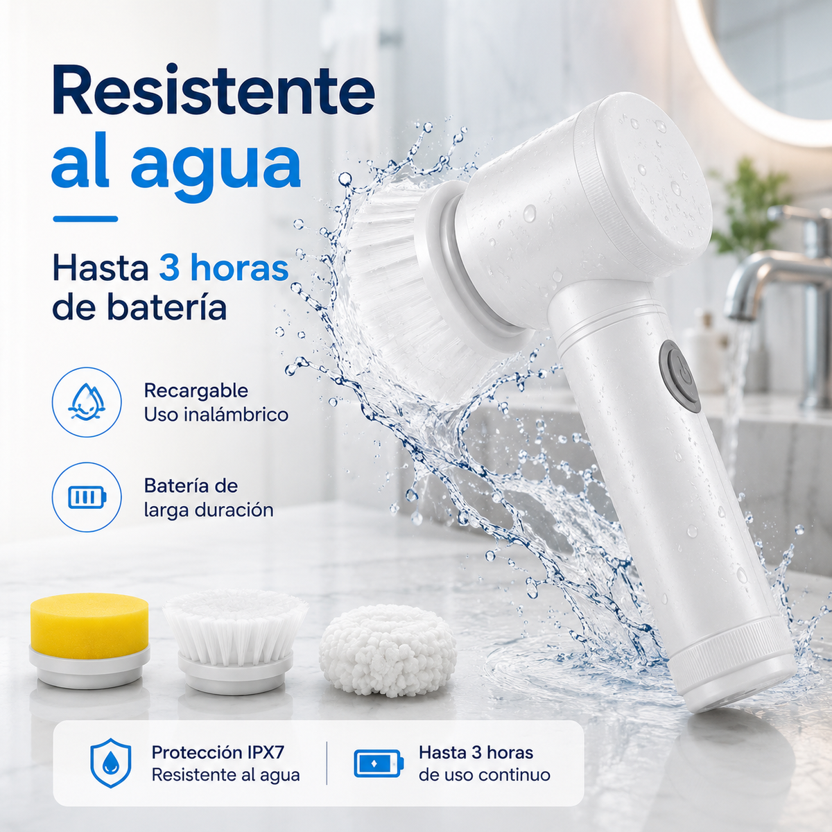 AquaPro™ – Cepillo Limpiador Eléctrico 3 en 1